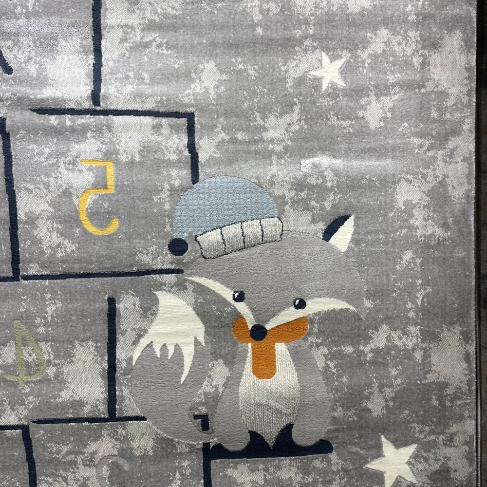 سجاد تركي اطفال كيدز 40684A اللون ابيض رصاصي فاتح مقاس 80*150