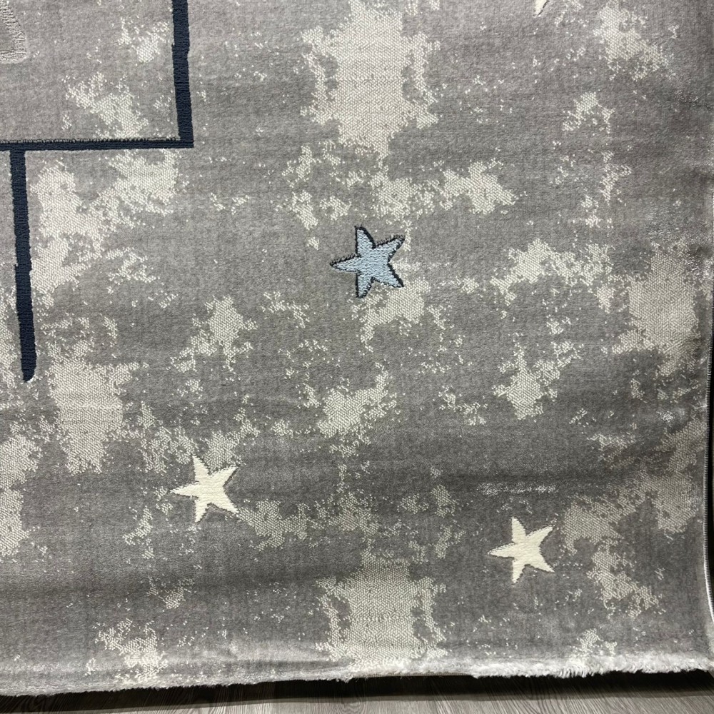 سجاد تركي اطفال كيدز 40684A اللون ابيض رصاصي فاتح مقاس 80*150