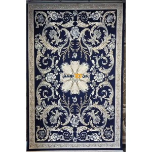 Luxury Turkish rug French pattern 34202A sky navy color size 100*300
