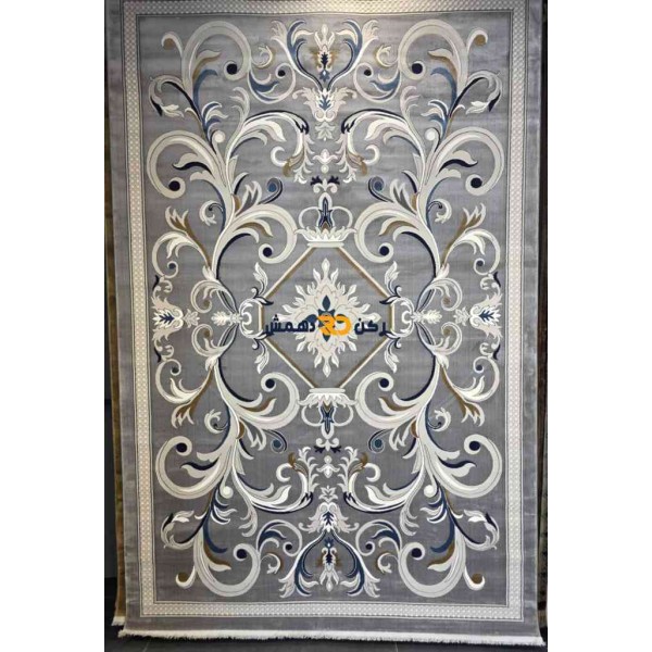 Luxury Turkish rug French pattern 40642A sky gray color size 100*300