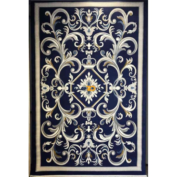Luxury Turkish rug French pattern 40642A sky navy color size 250*350