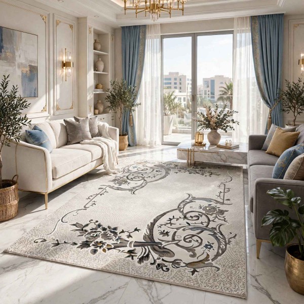 سجاد تركي هيلتون 9803A رصاصي مقاس  100*400