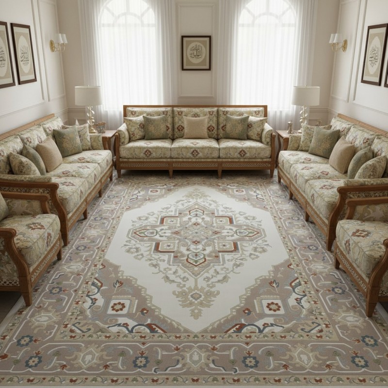 سجاد سوبر قولدن تركي 9962A بيج مقاس 50*80