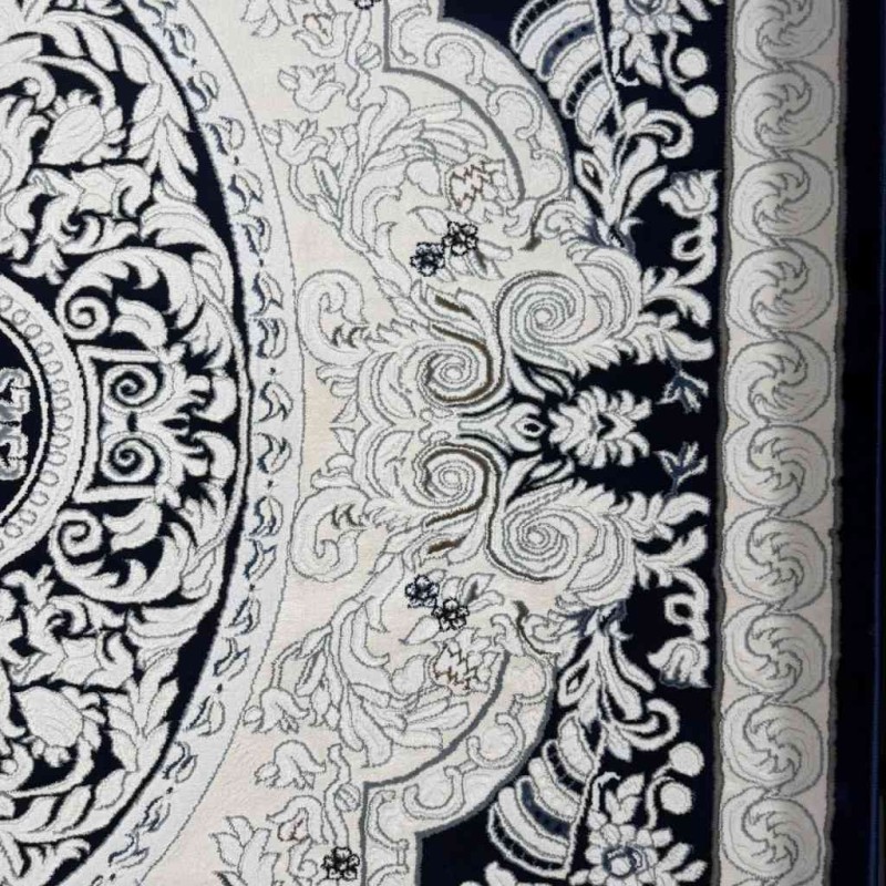 سجاد تركي ياسمين نقش فرنسي 9051A كحلي مقاس 80*150
