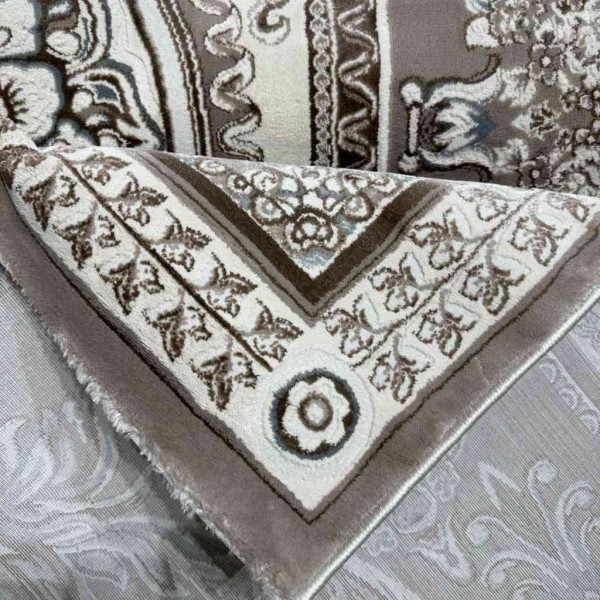 Turkish Jasmine Rug French Pattern 9052A, Dark Beige Size 100*300