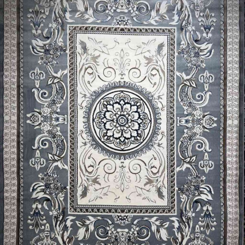 سجاد تركي ياسمين نقش فرنسي 9052A رصاصي مقاس 150*220