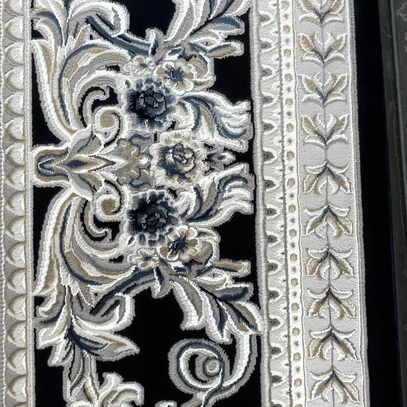 سجاد تركي نقش فرنسي باريس 32125B كحلي مقاس 100*200