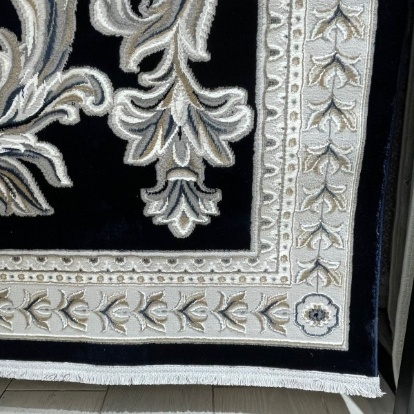 Turkish rug with French pattern Paris 32125B navy size 100*200