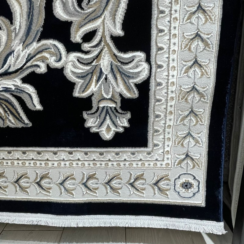 سجاد تركي نقش فرنسي باريس 32125B كحلي مقاس 100*200