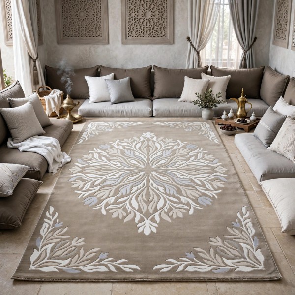 سجاد يدوي الهبه تصميم كوري HR19A بيج كريم مقاس 300*400