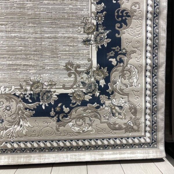 سجاد تركي مودرن لمسة HD37A كريم سماوي مقاس 250*350