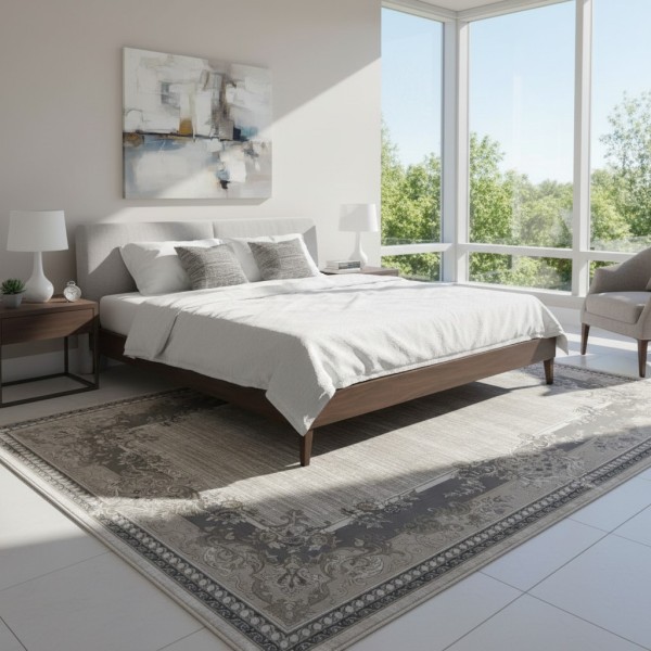 سجاد تركي مودرن لمسة HD37A كريم ابيض مقاس 400*500