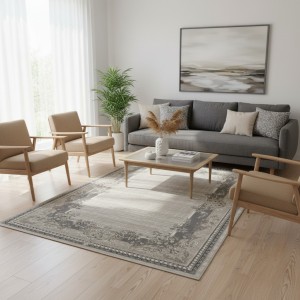 سجاد تركي مودرن لمسة HD37A كريم ابيض مقاس 200*300