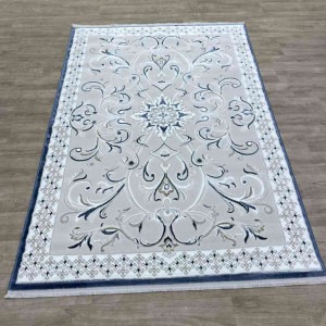 سجاد تركي نرمين نقش فرنسي AM77A كريم سماوي غامق مقاس 50*80