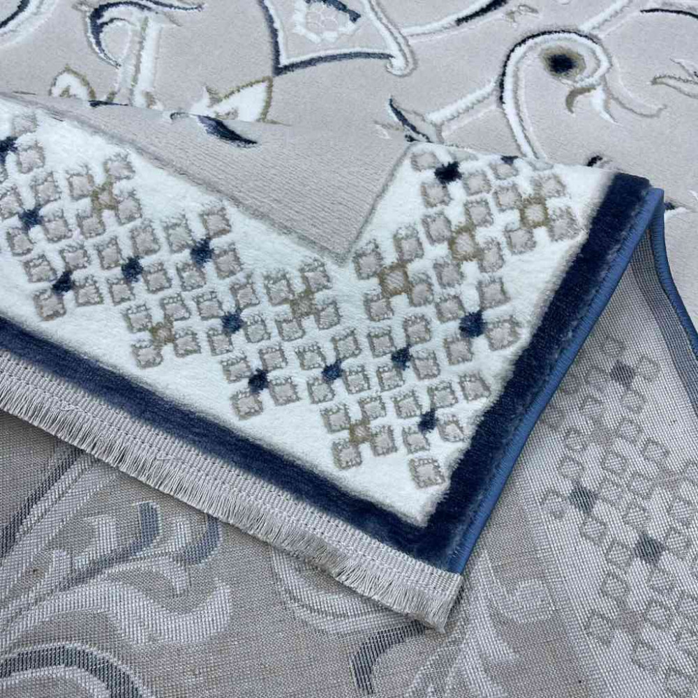 سجاد تركي نرمين نقش فرنسي AM77A كريم سماوي غامق مقاس 100*200