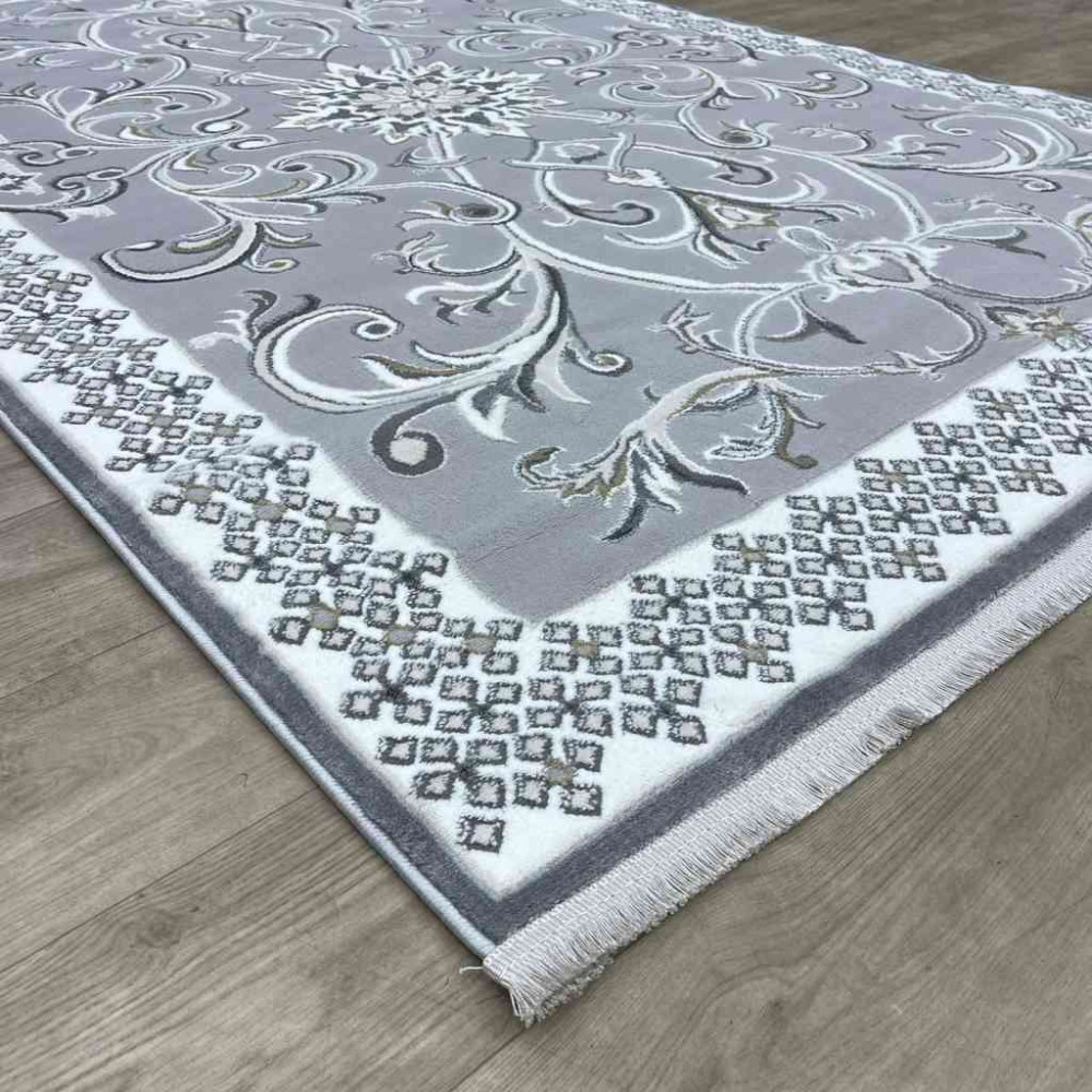 سجاد تركي نرمين نقش فرنسي AM77A رصاصي مقاس 300*400