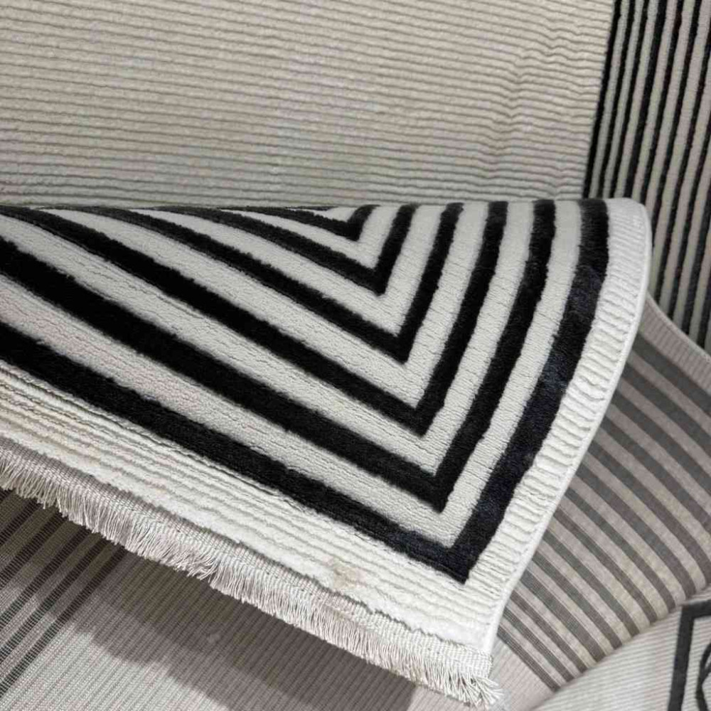 سجاد تركي برواز مودرن 44 ابيض اسود مقاس 300*400