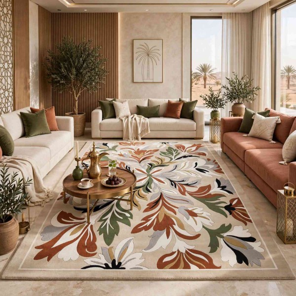 Turkish rug ANATOLIA French pattern D0034 Light beige cream size 400*500