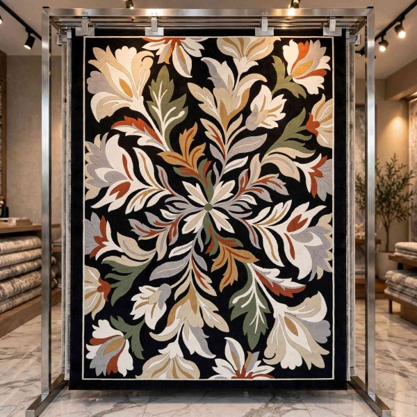 Turkish rug ANATOLIA French pattern D0034 ANTHRASIT COKME black size 100x300