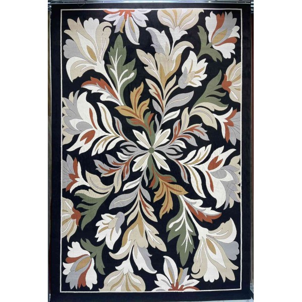 Turkish rug ANATOLIA French pattern D0034 ANTHRASIT COKME black size 100x300