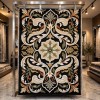 سجاد تصميم كوري نقش فرنسي تركي اناتوليا D0036 انتراسيت كوكم اسود مقاس 300*400