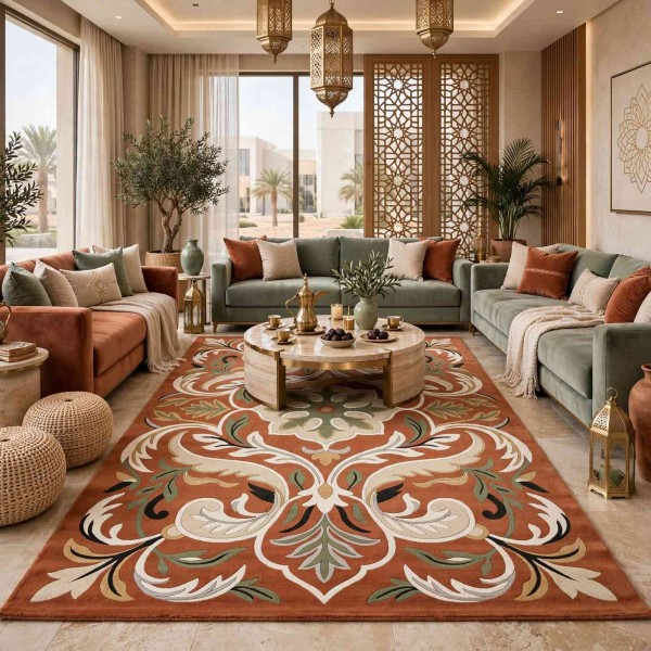 Turkish rug ANATOLIA French pattern D0036 CORAL COKME TILE size 80*150