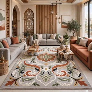 سجاد تصميم كوري نقش فرنسي تركي اناتوليا D0036 رصاصي كوكم مقاس 400*500