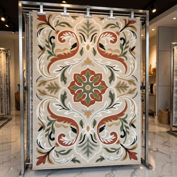 Turkish rug ANATOLIA French pattern D0036 Light beige cream size 100x300