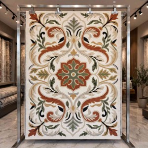 سجاد تصميم كوري نقش فرنسي تركي اناتوليا D0036 ابيض كوكم مقاس 100*300