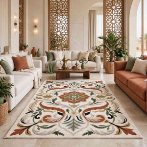سجاد تصميم كوري نقش فرنسي تركي اناتوليا D0036 ابيض كوكم مقاس 100*300
