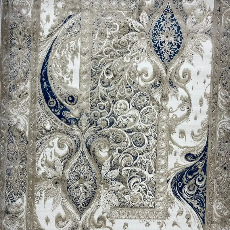 سجاد نيو بوهيمي تركي كاشان ثري دي 8339B سماوي مقاس 100*200