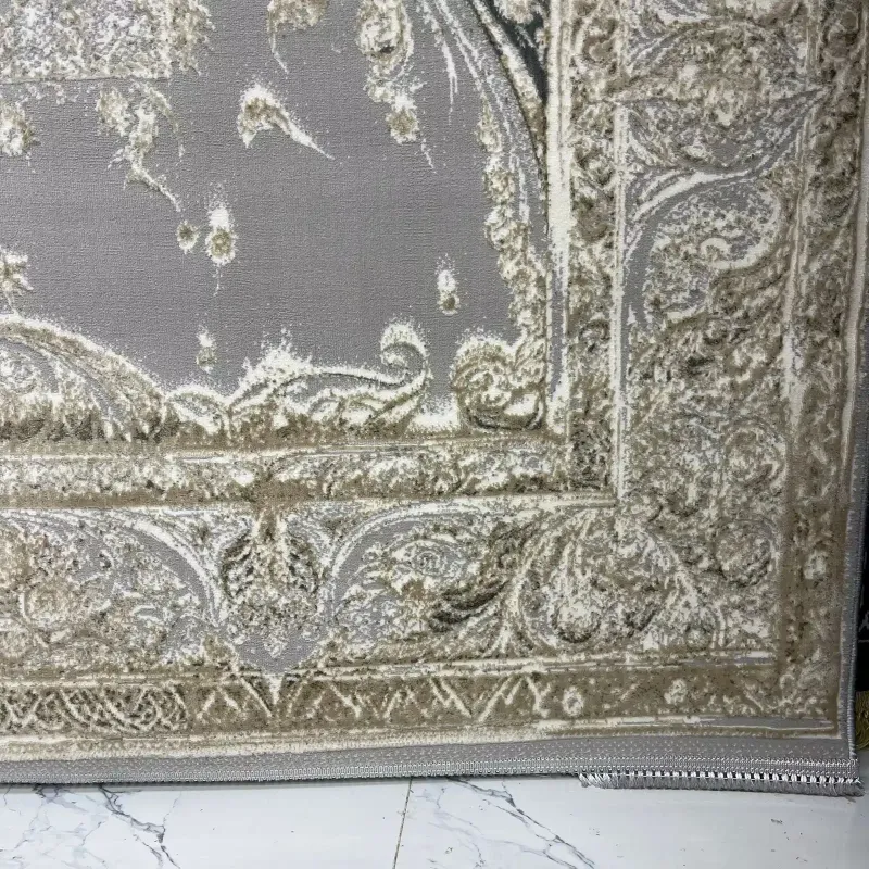 سجاد نيو بوهيمي تركي كاشان ثري دي 8339B رصاصي مقاس 100*200
