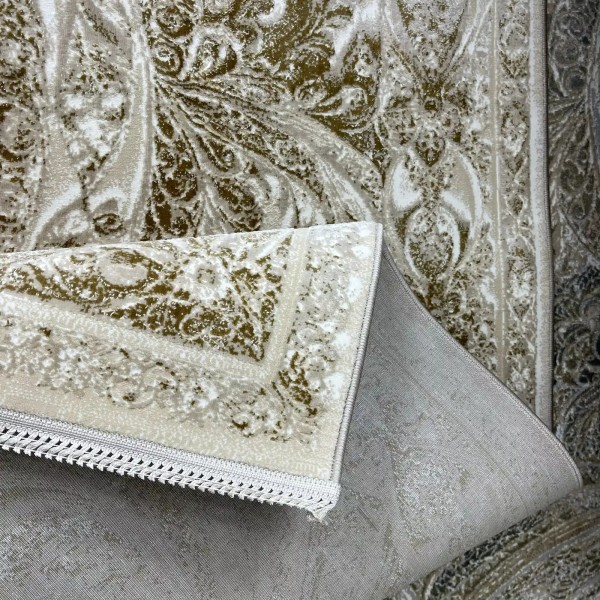 New Bohemian Turkish Kashan 3D Carpet 8556A cream Size 80*150