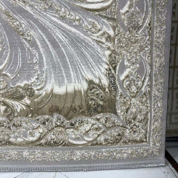 سجاد نيو بوهيمي تركي كاشان ثري دي 8556A رصاصي مقاس 100*200