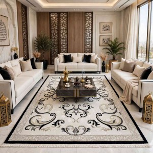 monaco Turkish Rug P1808 IVORY BLACK Size 400*500