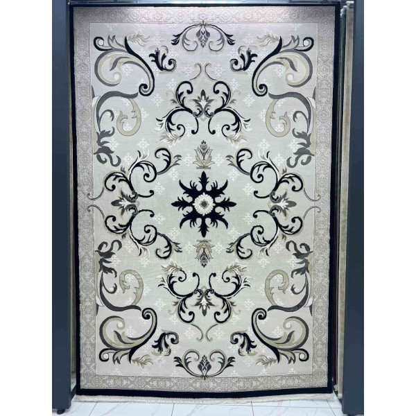monaco Turkish Rug P1808 IVORY BLACK Size 400*500