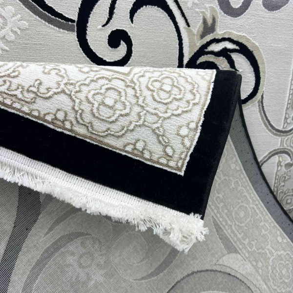 monaco Turkish Rug P1808 IVORY BLACK Size 400*500