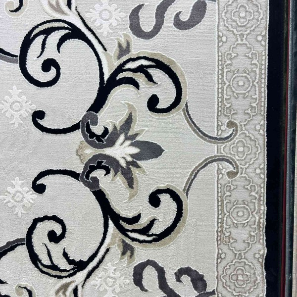 monaco Turkish Rug P1808 IVORY BLACK Size 400*500