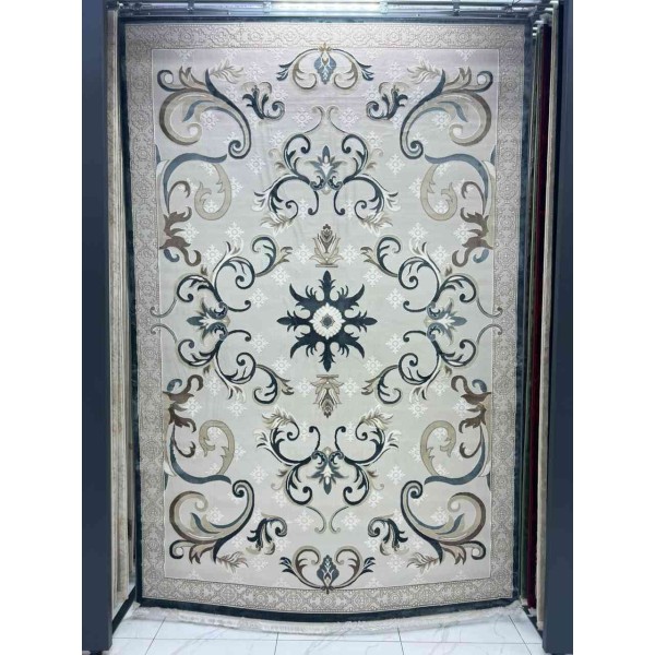 monaco Turkish Rug P1808 IVORYDark sky blue Size 100*200