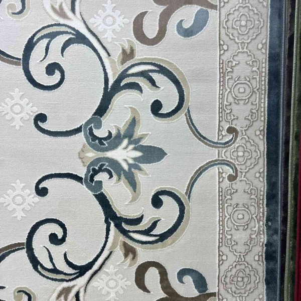 monaco Turkish Rug P1808 IVORYDark sky blue Size 100*200