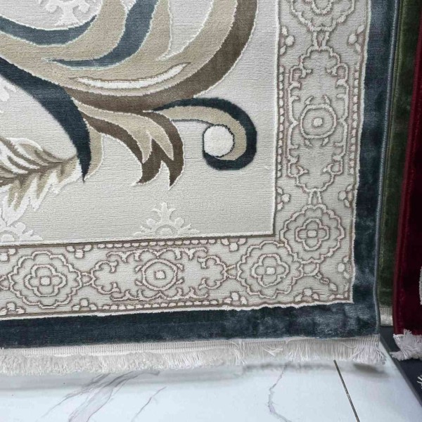 monaco Turkish Rug P1808 IVORYDark sky blue Size 100*200