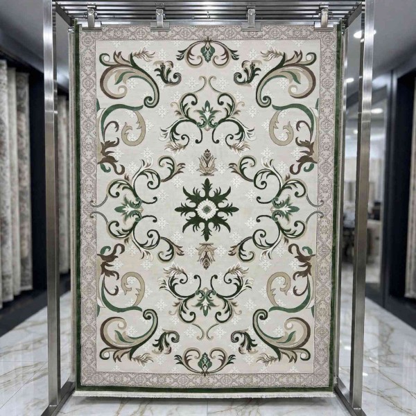 monaco Turkish Rug P1808 IVORY Dark green Size 300*500