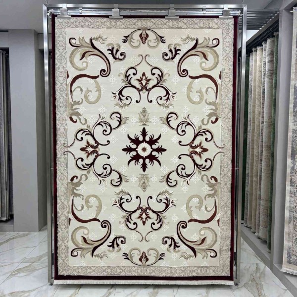 سجاد تركي موناكو P1808 ايفوري احمر غامق مقاس 300*400