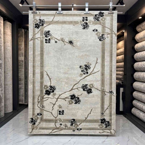 monaco Turkish Rug P1312 IVORY BLACK Size 250*350