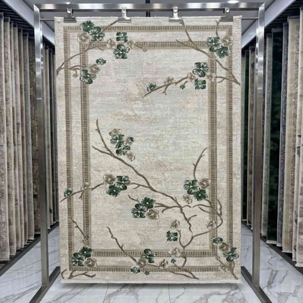 سجاد تركي موناكو P1312 ايفوري اخضر غامق مقاس 200*300