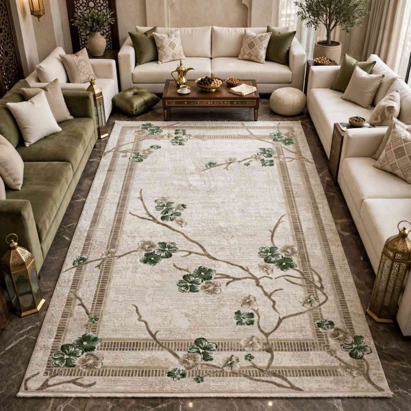 سجاد تركي موناكو P1312 ايفوري اخضر غامق مقاس 200*300