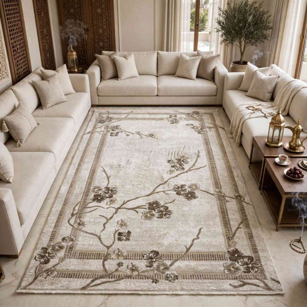 سجاد تركي موناكو P1312 ايفوري بيج فاتح مقاس 100*300