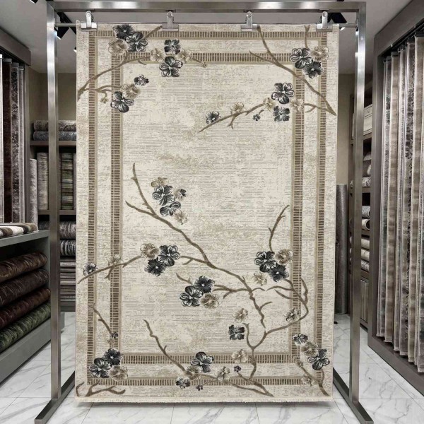 monaco Turkish Rug P1312 IVORY Light gray Size 100*200