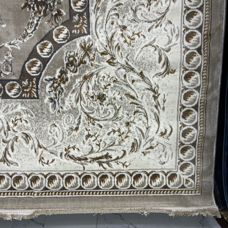 سجاد تركي تبريز كلاسيك سميك 43450F بيج مقاس 500*700