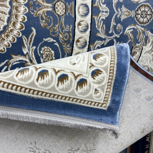 سجاد تركي تبريز كلاسيك سميك 43450F سماوي مقاس 100*300